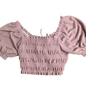 Urban outfitters purple crop top with sparkles cute ruffle sleeves and tie up